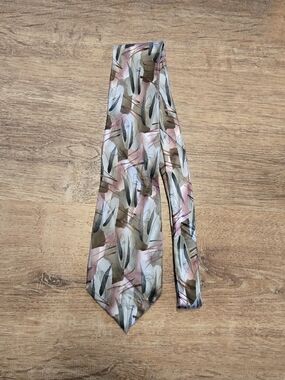 3/$25 J. Garcia Abstract Pattern Tie in Pink Olive Tan